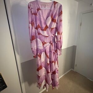 Elegant Pink and Purple Wrap Dress